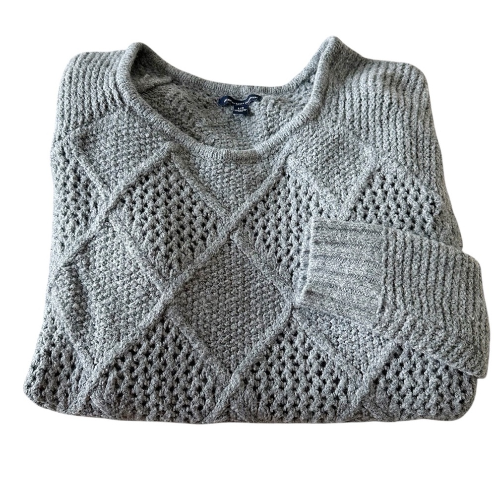 American Eagle Outfitters Gray Diamond Knit Sweater